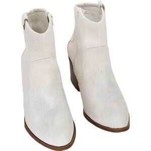 Dirty Laundry Unite Natural Metallic Western Ankle Boots Cream Block Heel US 10